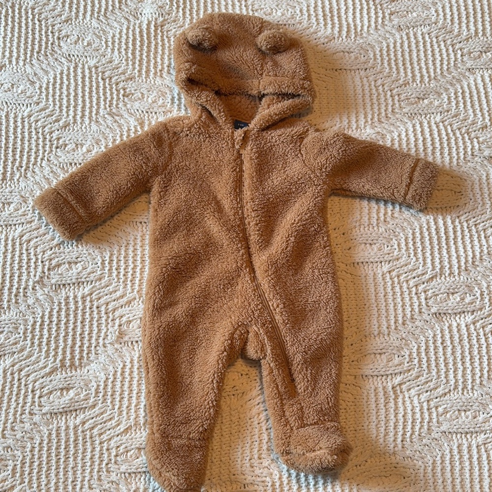 Old Navy Brown Teddy Fleece Baby One-Piece
